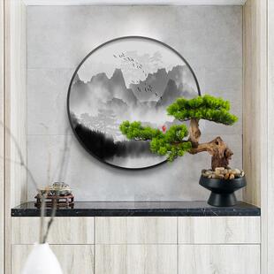 新中式创意盆景茶室桌面绿植仿真树迎客松盆栽摆设松树罗汉松造景