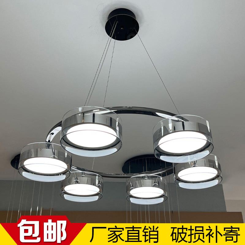 珍珠黑轻奢不锈钢设计师餐厅吊灯高透极简客厅后现代风吊灯