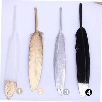 50pcs/bag Gold Plated Feathers 5-7inches for Christmas 1