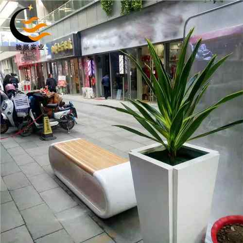 现代简长约玻璃钢商场美陈座椅新款环形CS-0048户休外闲公共花盆