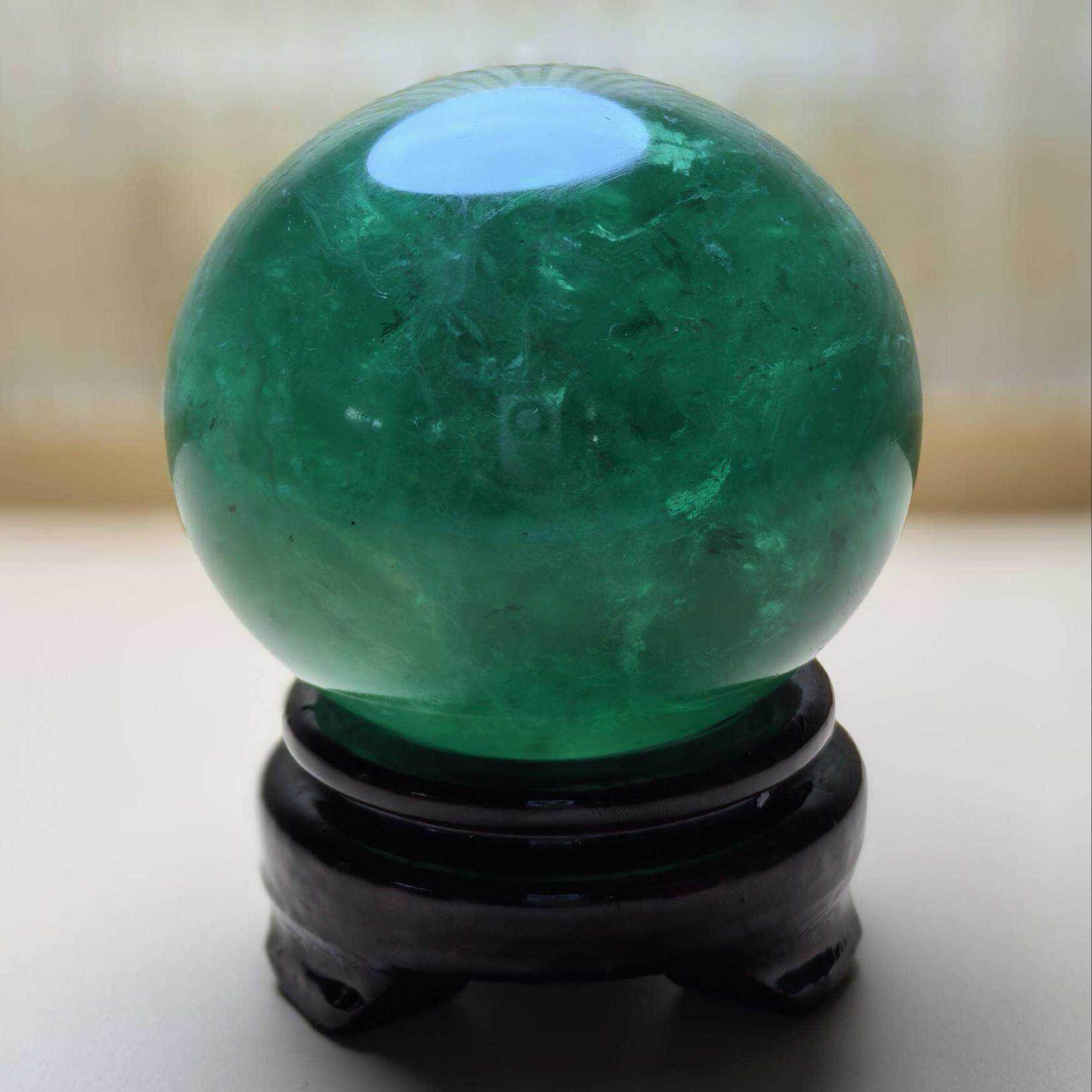 天然绿色萤石球装饰品绿色水晶球家居工艺品入口客厅原矿抛光吉祥
