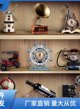 酒柜柜子复古怀旧摆件家居客厅书柜工艺品摆设欧式轻奢装饰品链衡