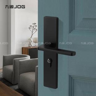 九固现代简加约锌金室内木门静用音合面板锁黑色家厚连体卧HRN室