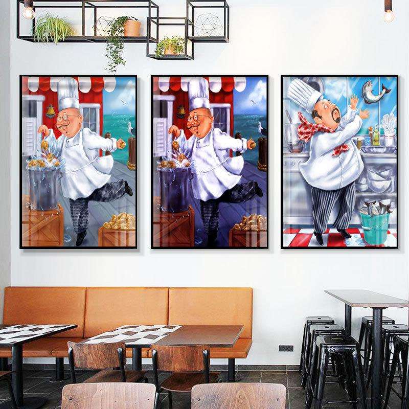 西餐厅装饰画自助餐牛扒店厨师墙面轻奢壁画私厨茶餐厅餐饮店挂画