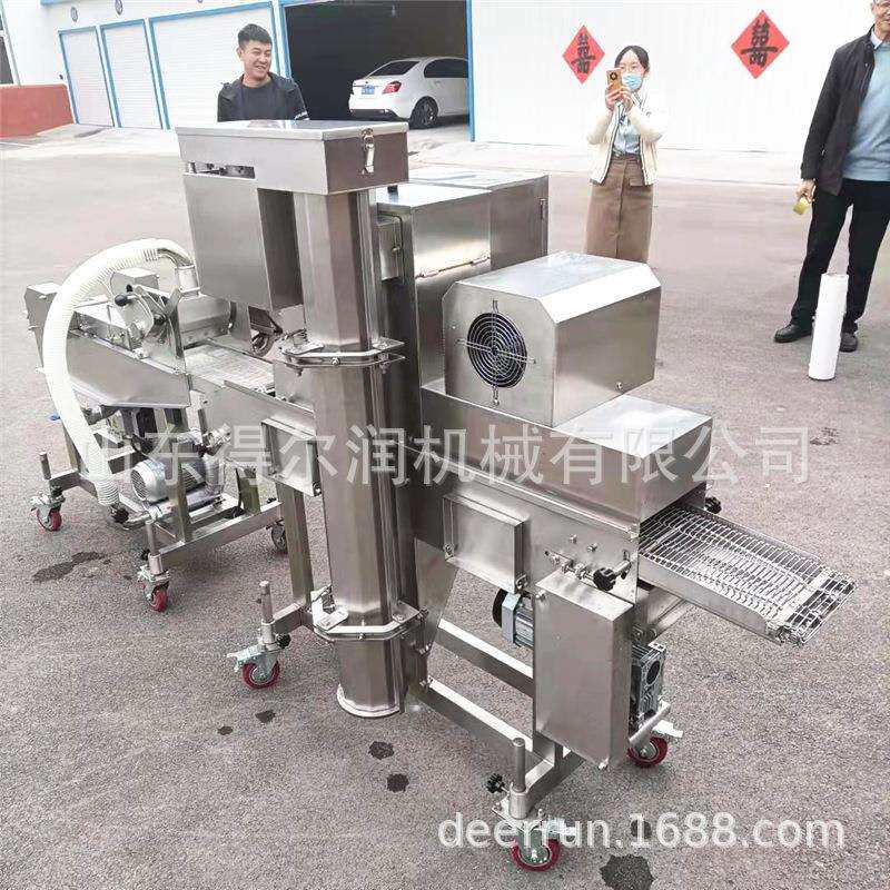 小型糖糕裹糠机 脆皮鲜奶上浆上糠机生产线 搭接方便 高度可调