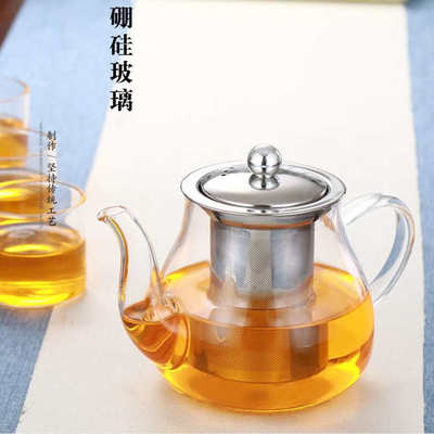 不锈钢过滤内胆花茶泡茶壶电陶炉加热普洱煮茶壶透明玻璃钢漏壶
