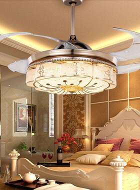 欧式隐形风扇吊灯厅仿古奢华晶水酒尚店吊扇灯客厅餐卧室简约AL80