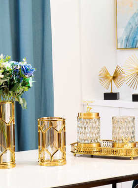 北欧轻奢现代简约玻璃装饰品干花养花玻璃花瓶飞鹰工艺品摆件摆设