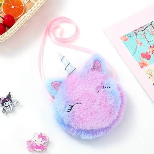 Cute Unicorn Children Shoulder Bag Kids Plush Toys Gradient