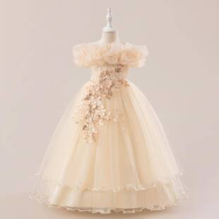 girls cold shoulder faux pearl decor bowknot design tiered