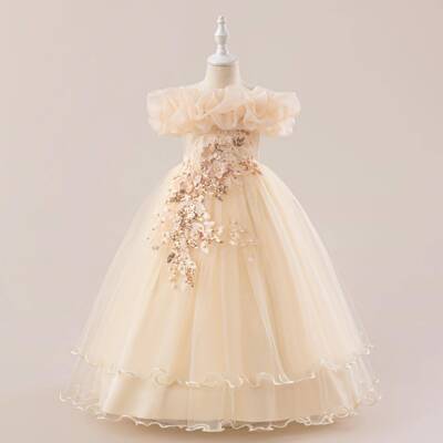 off shoulder sequin tulle party princess ruffle dress floral