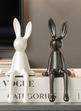 酒柜电视柜台面摆件高级感坐姿兔子客厅餐边玻璃柜轻奢高档装饰品