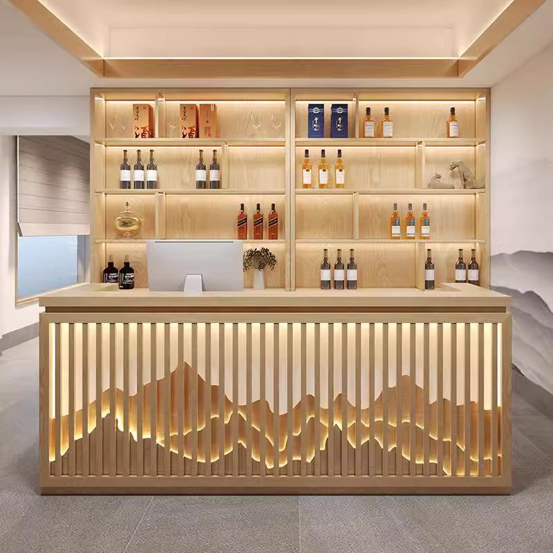 商用复古中式收银台茶室吧台商用接待台餐饮前台足疗采耳店养生馆