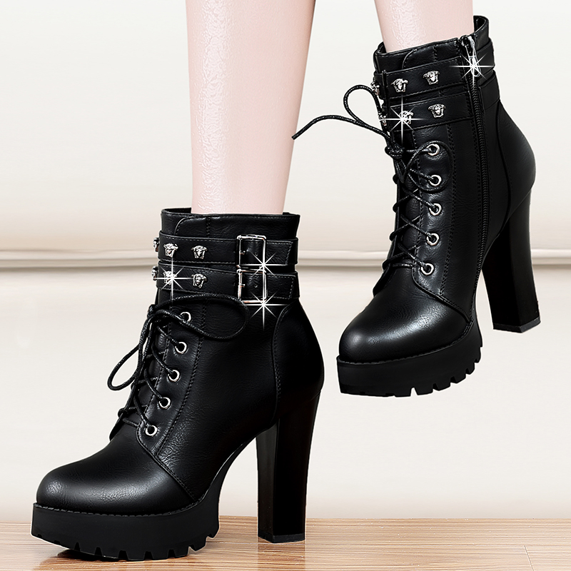 高跟鞋2018新款女鞋子韩版百搭秋冬季加绒棉