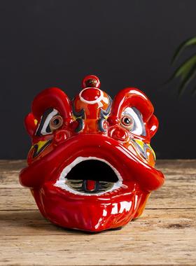 高档车载饰品石湾公仔岭南摆民俗文化办礼品家饰装品陶瓷手件醒狮