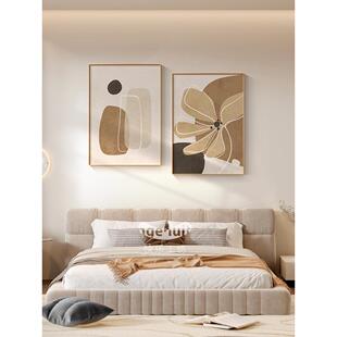 网红侘寂风卧室床代装 饰画抽象高景级感壁画现主简约卧房间头背墙