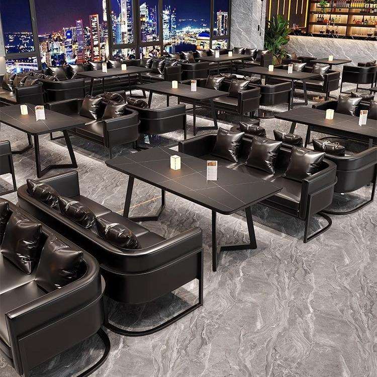 轻奢风酒吧卡座沙发清吧咖啡厅烧烤店西餐厅音乐餐吧酒馆桌椅组合