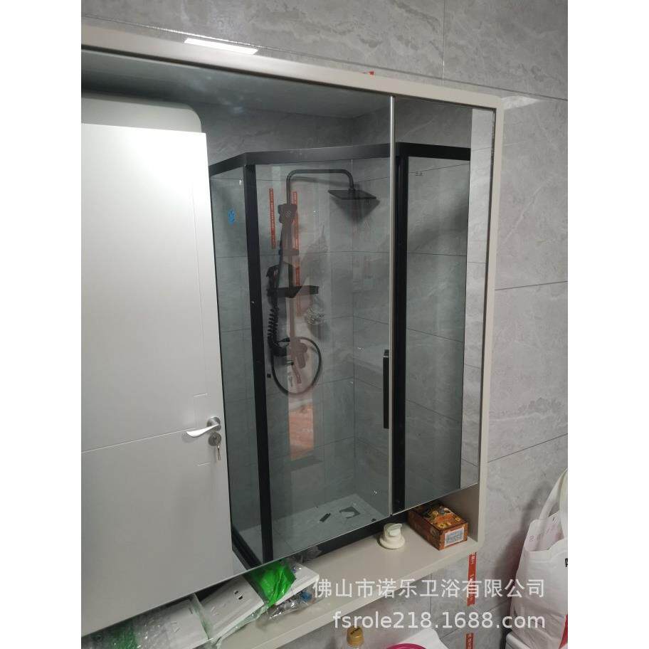 卫生间折叠门淋浴房内移飞门方型L型全包框玻璃隔断浴室干湿分离
