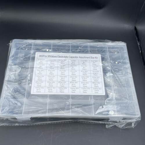 36种容值(0.1uf-2200uf)1000uf 25V35V插件铝电解电容器盒960PCS