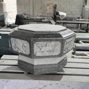 厂家定制加工石雕柱墩 祠堂青石木柱柱顶石 古建大殿柱顶石包柱石