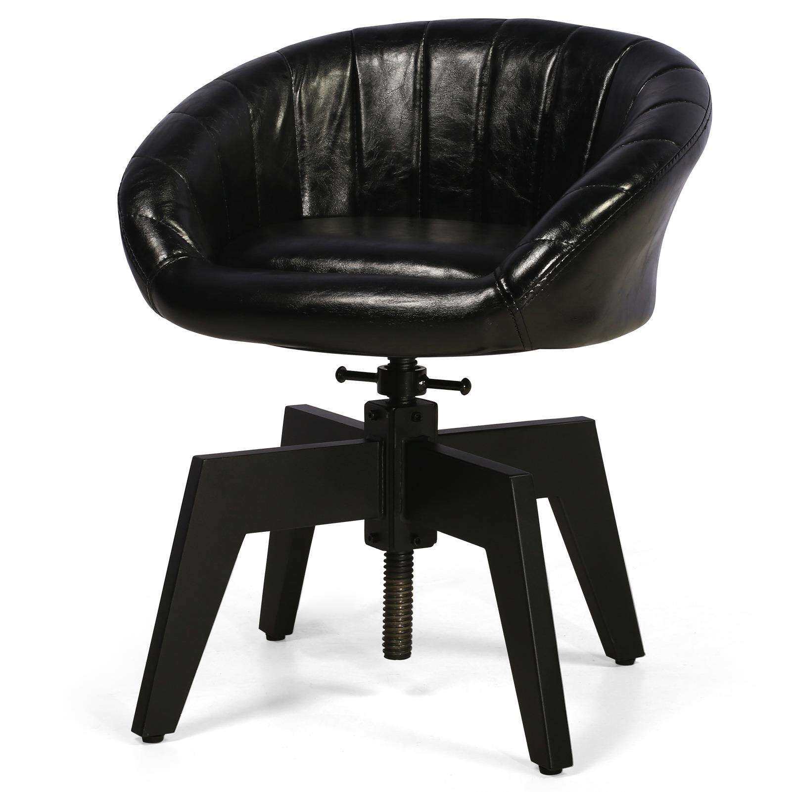 工厂直销美式复古铁艺升降皮革椅客厅前台舒适座椅咖啡厅餐椅吧椅