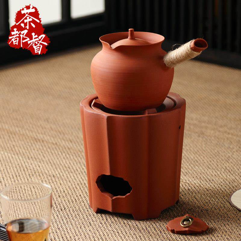 潮汕红泥小火炉炭炉大号围炉煮茶器烧水砂铫陶壶功夫茶炉户外碳炉