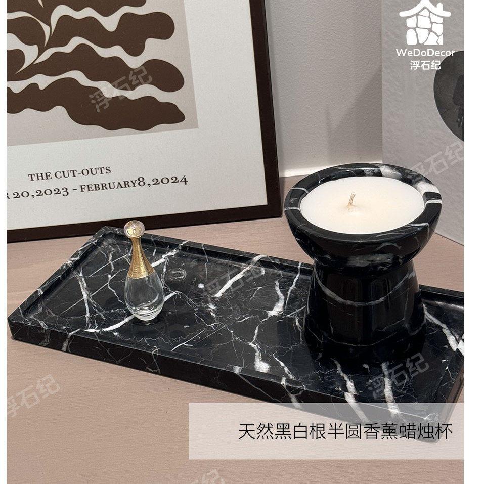 大理石香薰托盘玄关钥匙收纳北欧浪漫氛围感装饰摆件欧式复古