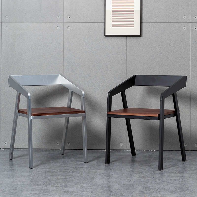 美式复古铁艺餐椅实木带靠背酒吧椅简约休闲咖啡厅奶茶店餐厅餐椅