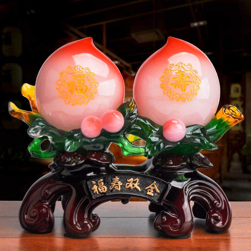 家居福寿双全寿桃蟠桃摆件 老人长辈祝寿贺寿生日礼物 送礼品