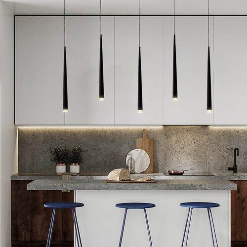 北欧吊灯轻奢客厅餐厅楼梯灯设计师简约个性黑金色竖条卧室床头灯