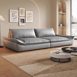 小型户意帆船式皮艺沙发客厅轻奢现代简约猫爪TOO皮直排大双人皮