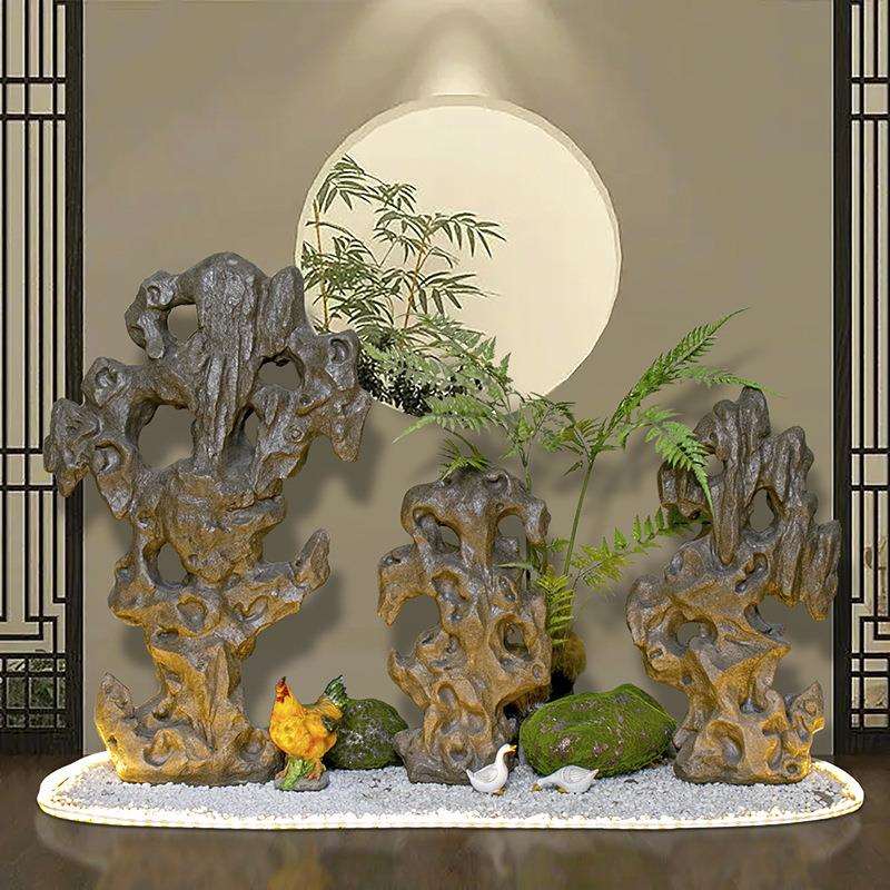 仿真假山石景观摆件盆景花卉园艺景观造景太湖石摆设鱼缸禅意饰品