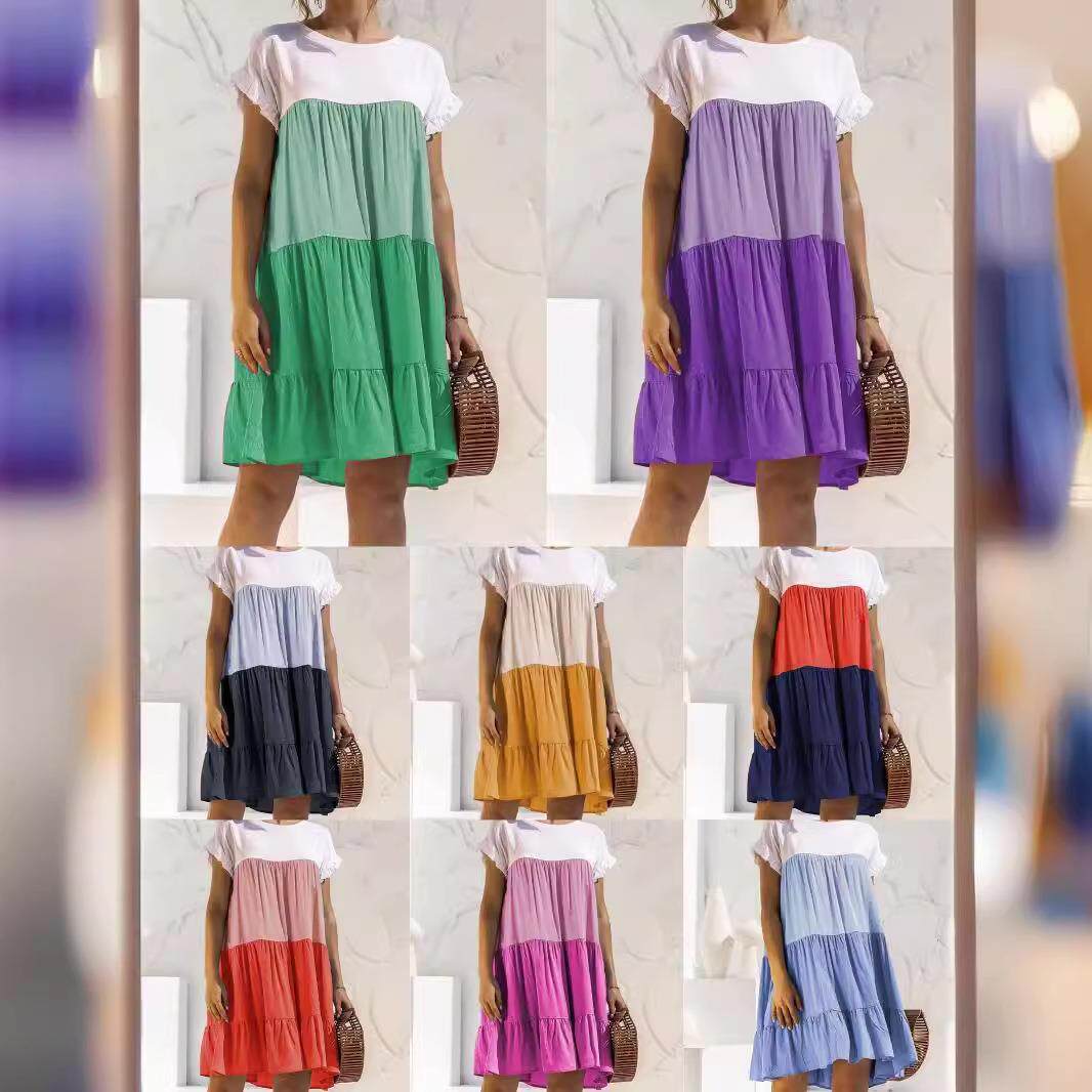 womens ruffles boho babydoll loose swing dresses casual