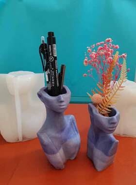 3D花瓶硅胶模具人脸欧式半身人体家居装饰插花摆件BK8305-8306