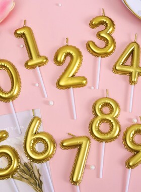ins风金色气球数字蜡烛周岁浪漫氛围感生日蛋糕装饰摆件插牌插件