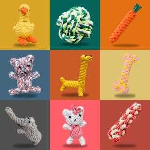 采购产品狗玩具结，抗咬，臼齿清洁，大狗编织玩具，狗咀嚼绳，拉