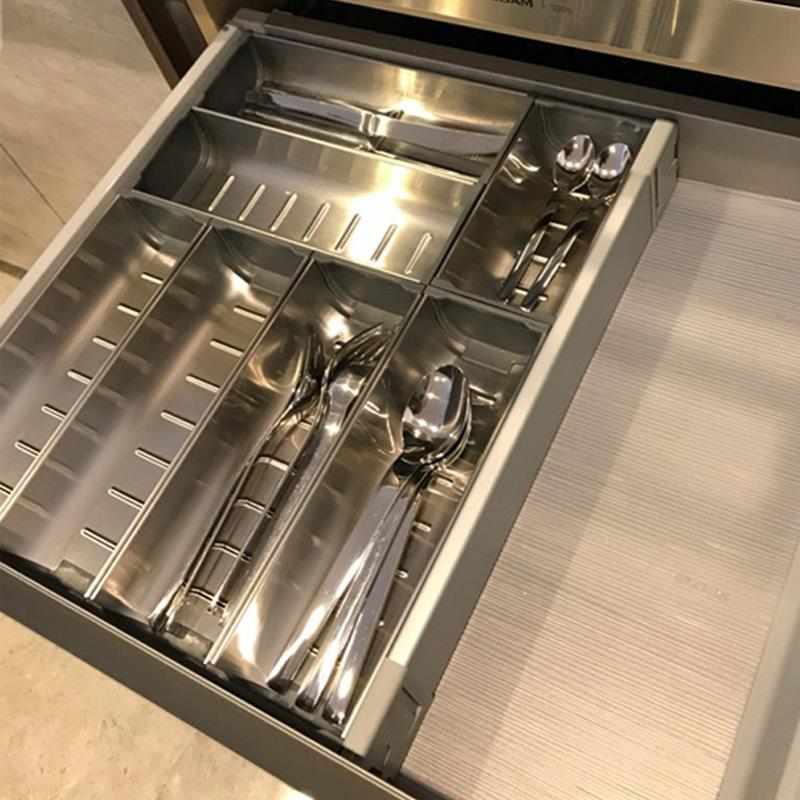 柜收纳盒分隔整理收纳厨房抽屉家用刀叉304600厨柜不锈钢橱柜餐具