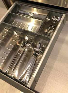 柜收纳盒分隔整理收纳厨房抽屉家用刀叉304600厨柜不锈钢橱柜餐具