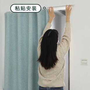 打孔安装 短户7l8k轨道挡光免卧室质感遮窗帘小窗棉麻防晒粘贴隔热