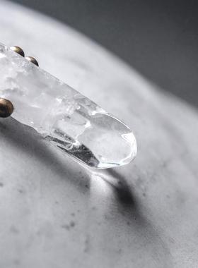 非鱼之家民族风黑发晶手串男白水晶流苏平安手链水墨意境复古配饰