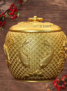 价厂家黄制作铜茶叶罐具鲤铜1902鱼茶叶罐茶用品量大低