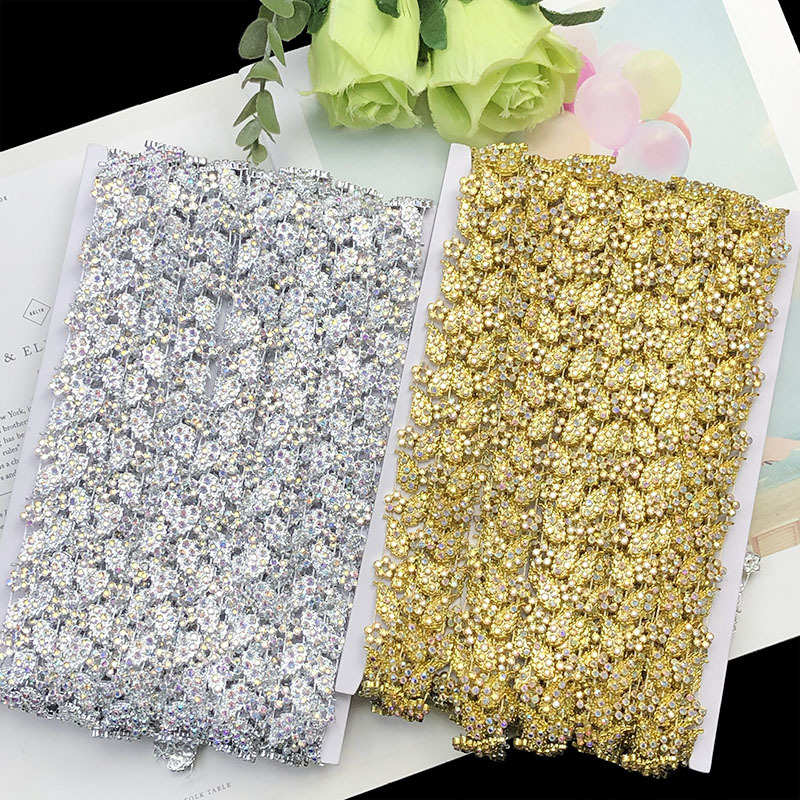 新款叶子苗族少数民族饰品配件diy塑料钻链条花边装饰服装辅料边