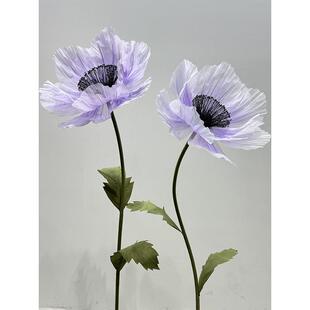 巨型仿真欧根纱银莲花纸艺花婚庆装饰摄影道具美陈打卡立体纸艺花