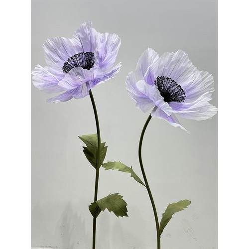 巨型仿真欧根纱银莲花纸艺花婚庆装饰摄影道具美陈打卡立体纸艺花