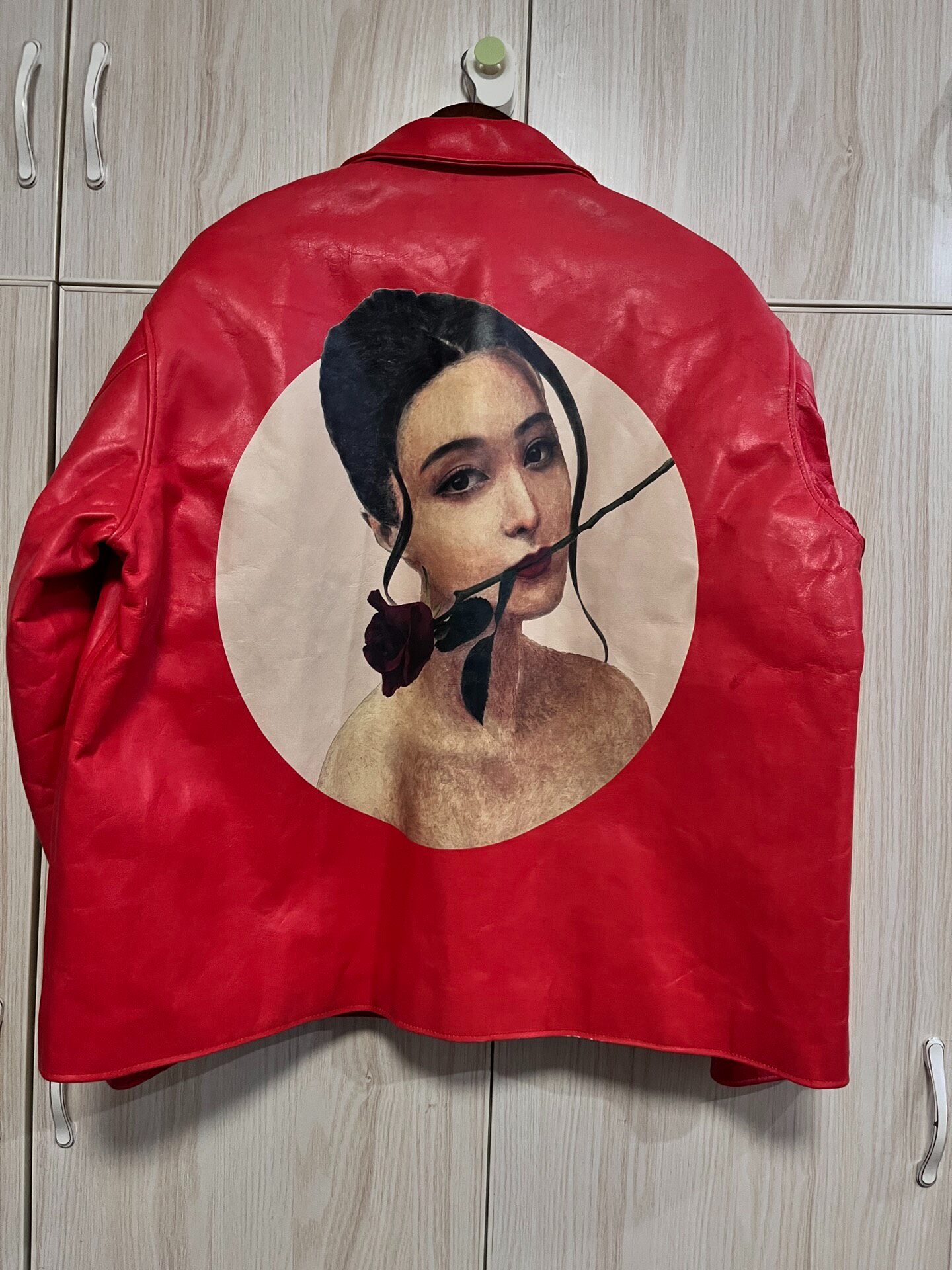 Yohji Yamamoto Collab Red Leather Jacket — detail