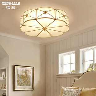 美式 卧室房间全铜吸顶灯温馨现代过道阳台楼梯吸顶灯别墅书房灯具