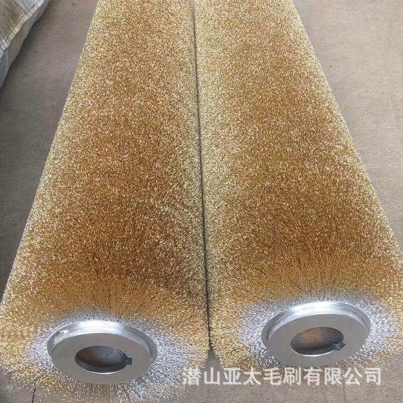 定 制机械缠绕式除锈打磨钢丝刷辊镀铜不锈钢抛光拉丝毛刷辊定 做