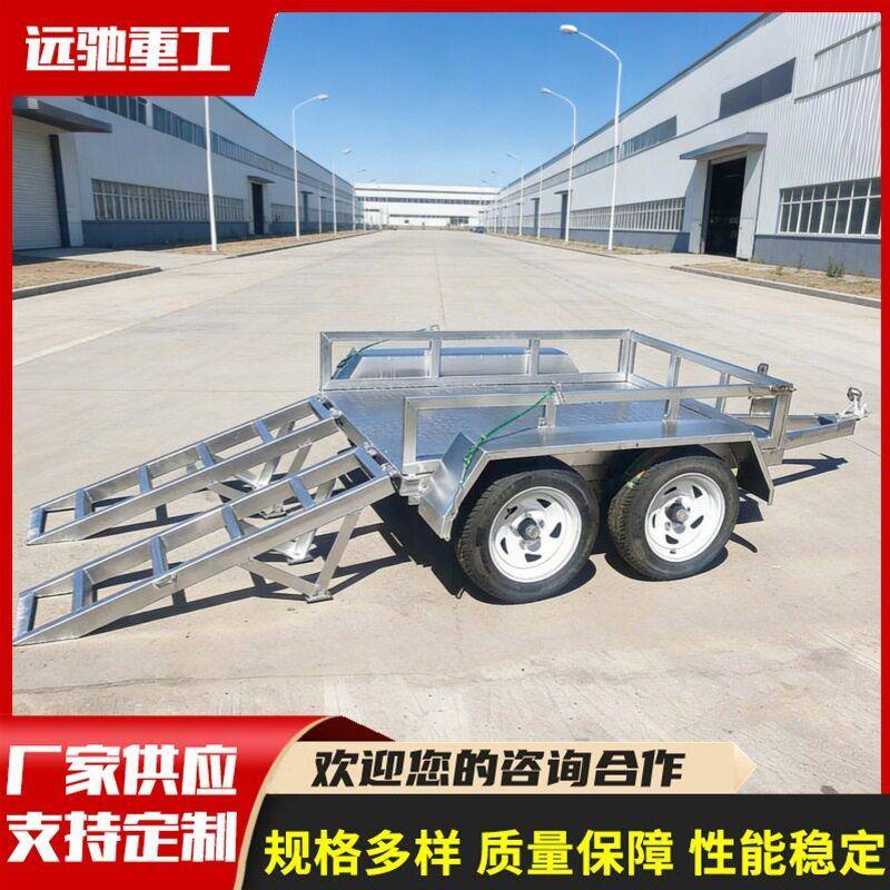 无动力拖挂式平板车 厂区道路平板拖车 双轴四轮平板