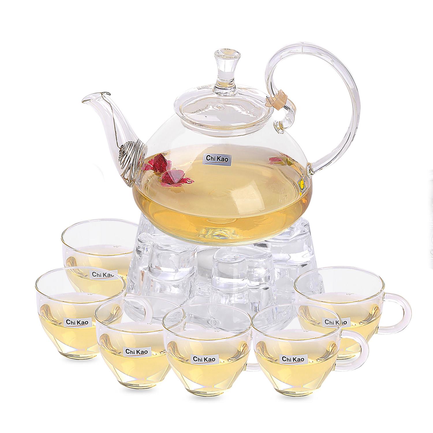 奇高chikao玻璃花茶壶过滤水果花茶具套装加厚大容量电陶炉烧水壶
