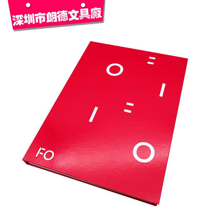 定制硬壳封面A4红色便签本文件夹笔记本带PVC口袋可替换便签